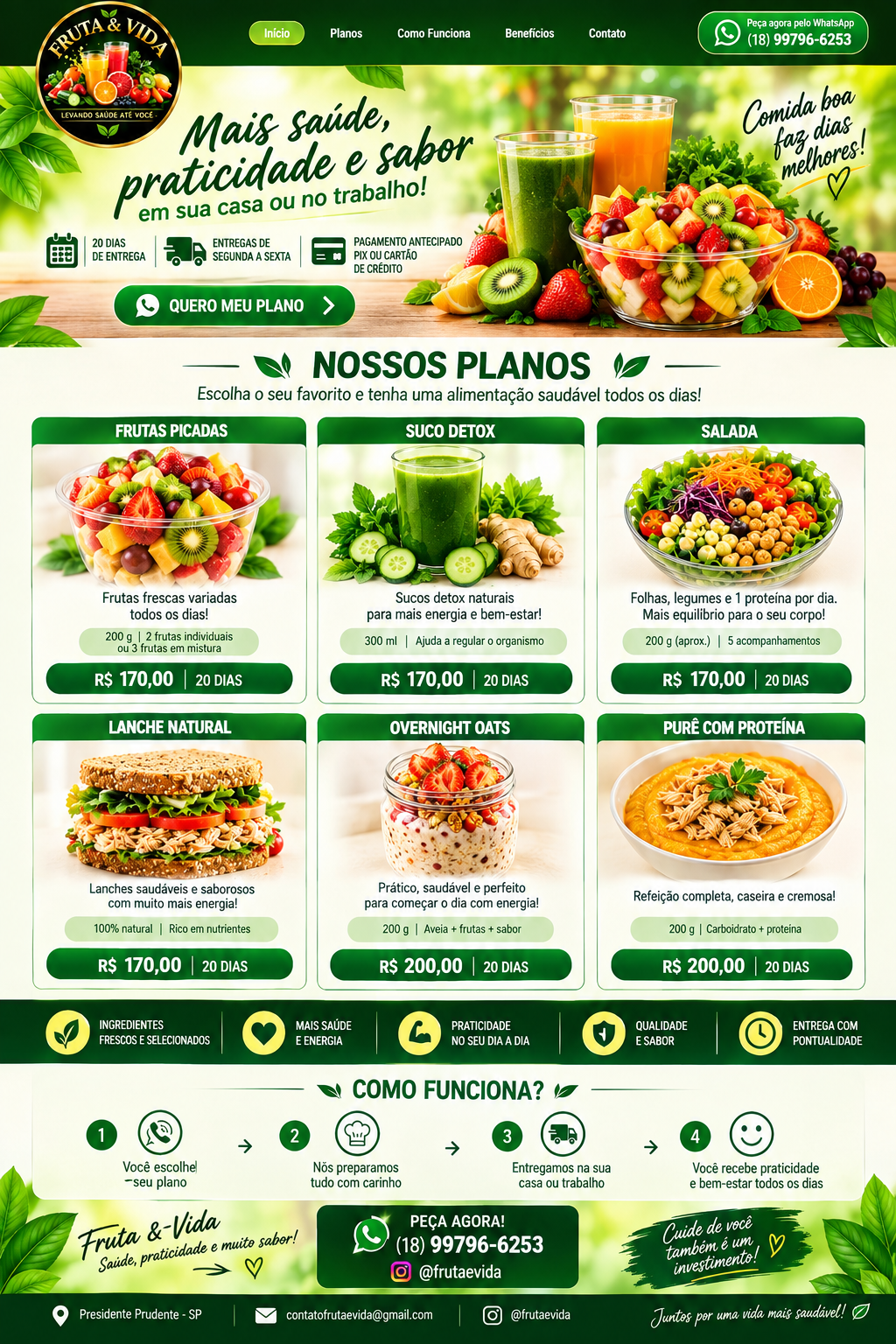 Apresentação visual dos planos Fruta & Vida